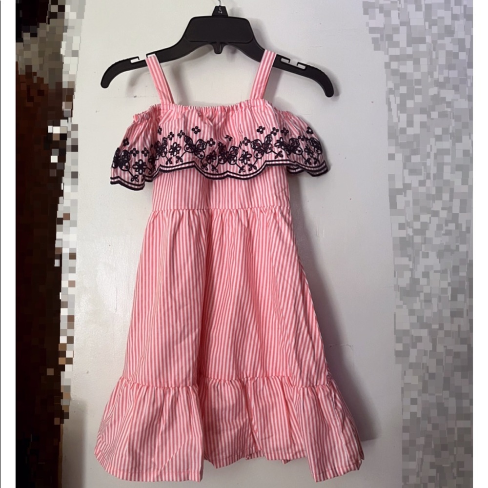 Penelope Mack LTD Girls Coral & White Dress•Sz 6